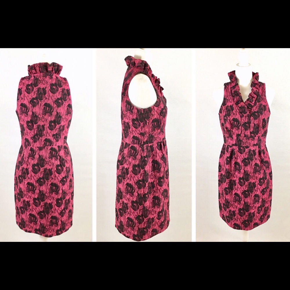 Just Taylor Ruffle Lace Textured Printed Dress Sz8